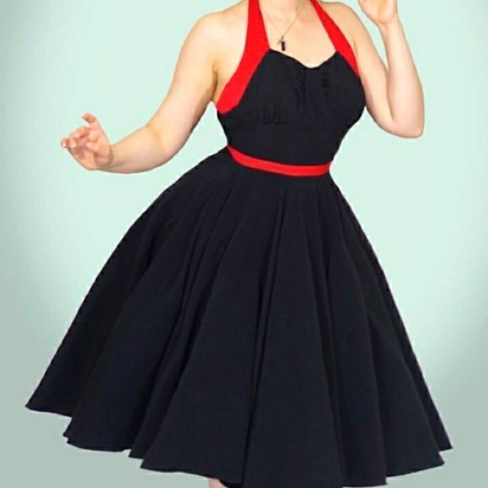 Black And Red Swing Dress Women Size S